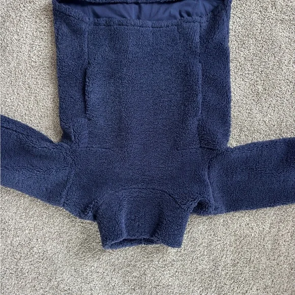 Lululemon Warmth Restore Long Pullover Fleece Sherpa Navy Pockets Mock - Picture 8 of 10